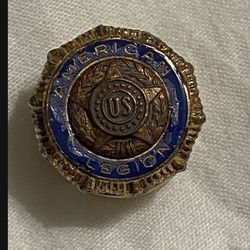 Vintage American Legion US Star Logo - 5/8” Gold Tone Enamel Pin