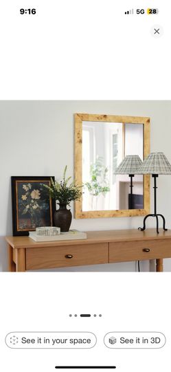Burl Wood Wall Mirror 24x20”