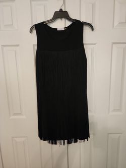 Calvin Klein Black Fringe Sleeveless Dress