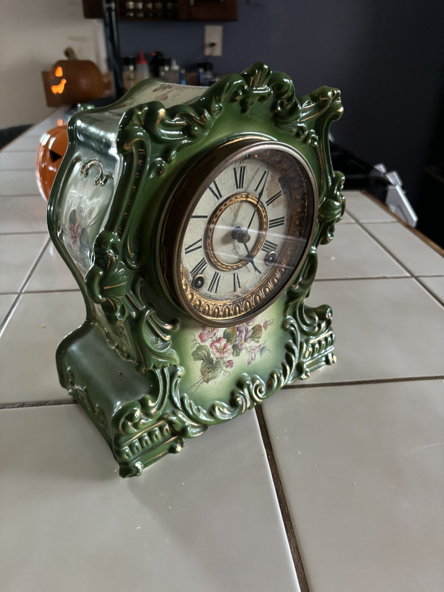 Antique Tuscola Porcelain Mantle Clock