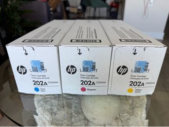 New Genuine HP 202A Toner Cartridges Set (Cyan Magenta Yellow) Sealed OEM
