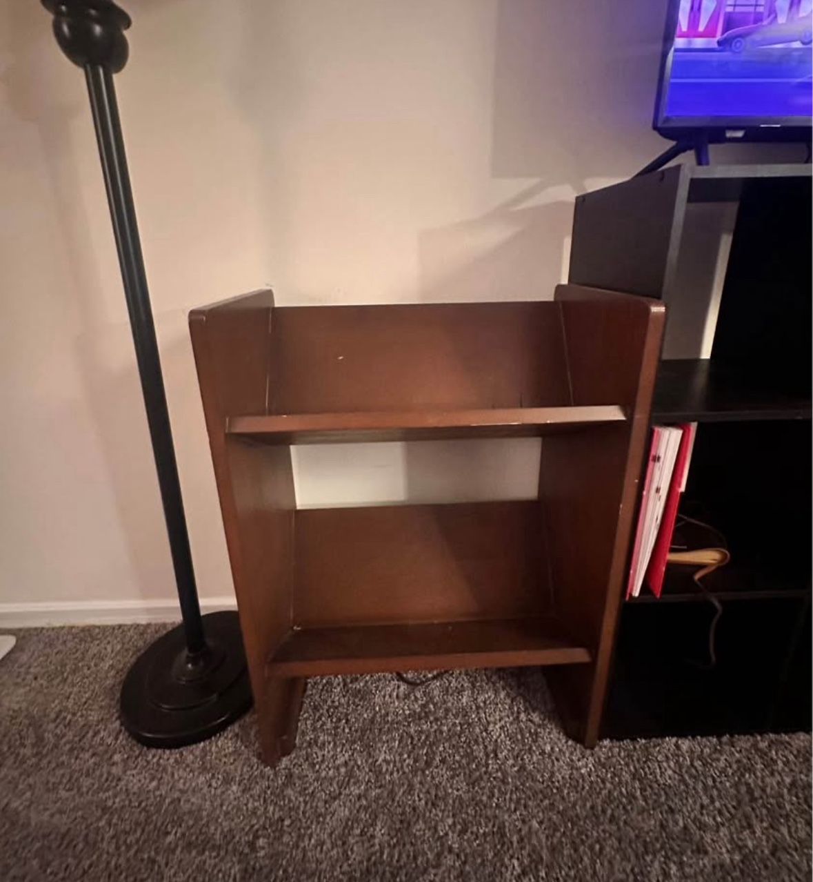 Wooden Dark Brown Bookshelf – 2-Level – Sturdy & Stylish!