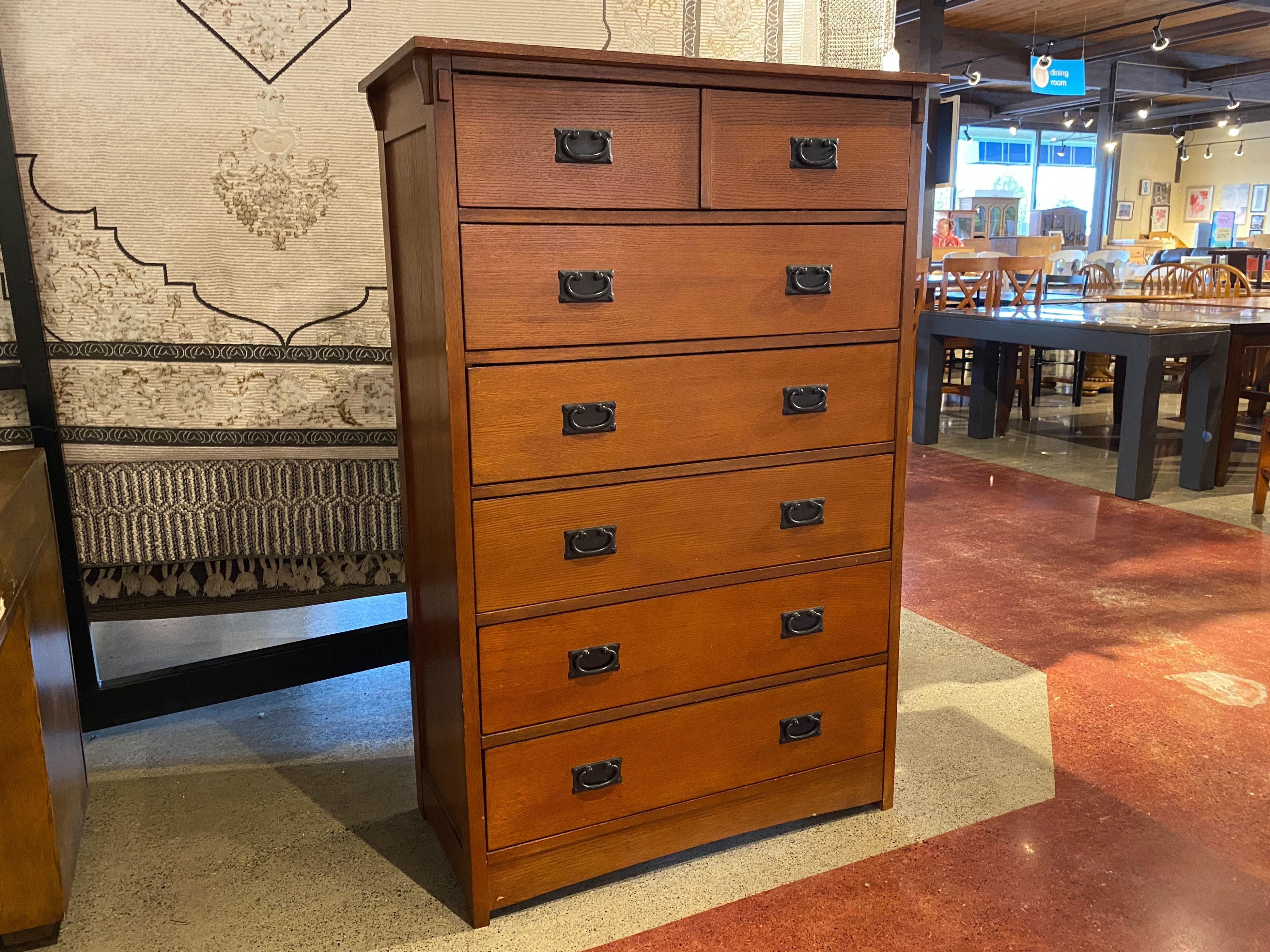 Warm Tone 6-Drawer Mission Style Dresser