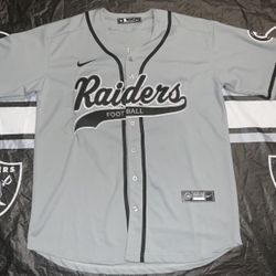 NFL Las Vegas Raiders Brock Bowers #89 Baseball Jersey Men's SZ: LARGE Stitched Silver & Black - NWT “Raider Nation”
