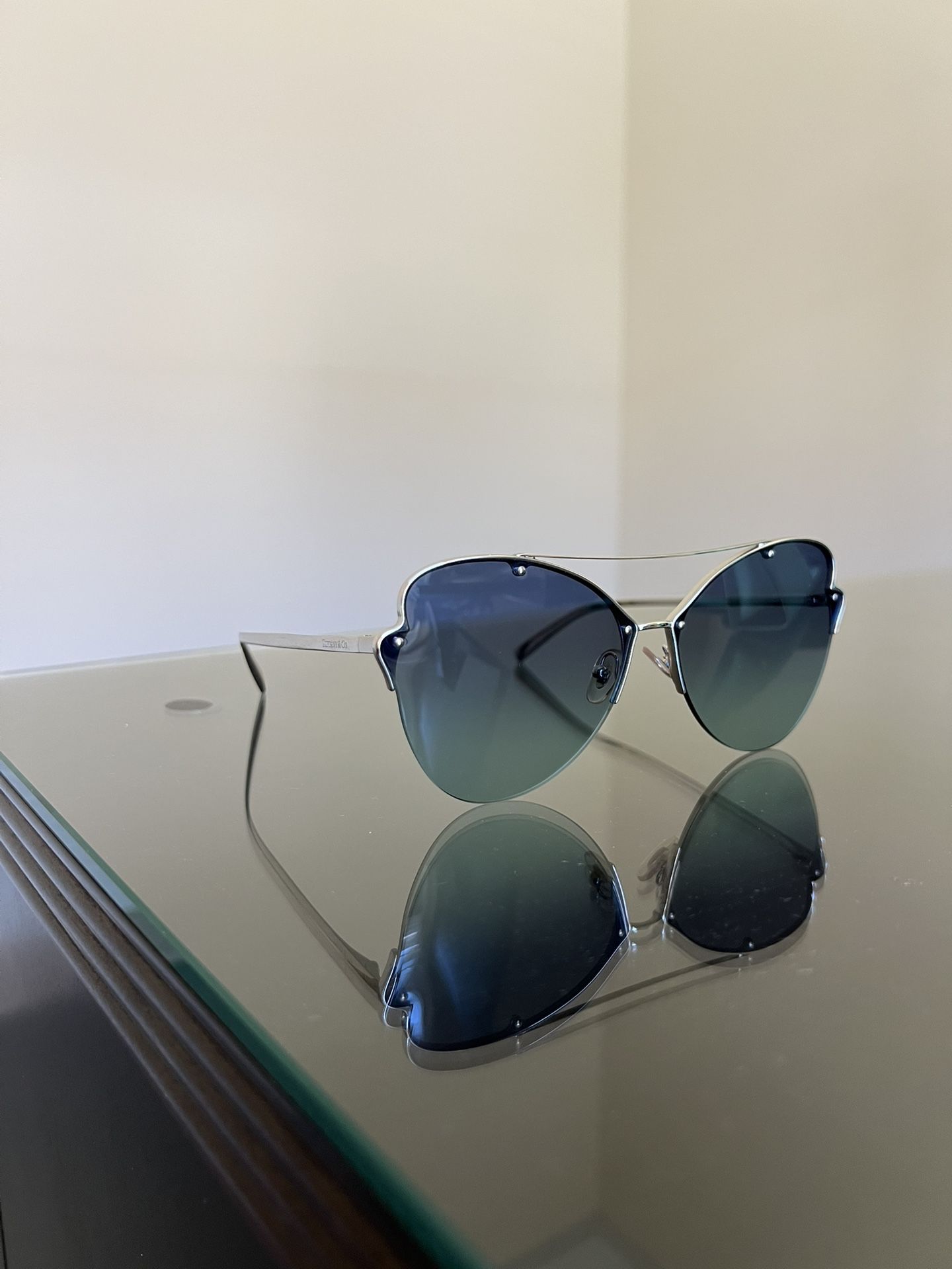 Tiffany & Co. Silver and Blue Sunglasses 