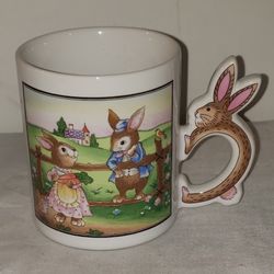 Vintage Easter Bunny Rabbit Peter Cottontail Ceramic Mug
