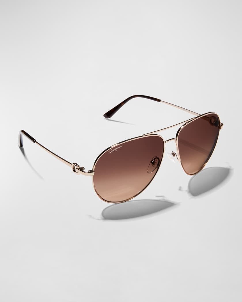 Ferragamo
Men's Gradient Metal Aviator Sunglasses