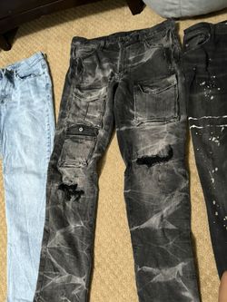 Smoke Rise Black Ripped Jeans With Tag On Back 34 X 32