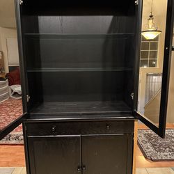 Black Wood & Glass Cabinet / Hutch – Storage Display