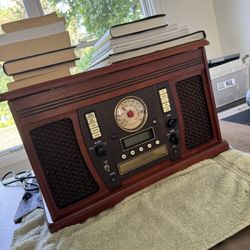 6-in-1 Vintage Record Player – CD, Cassette, Radio, Vinyl & More