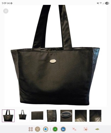 NWOT COACH Black Fragrant Tote Bag With Silver Metallic Detailing & Hardware 