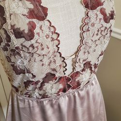 FLORAL LACE HALTER TOP LINGERIE DRESS BACKLESS LIGHT PINK AND MAROON