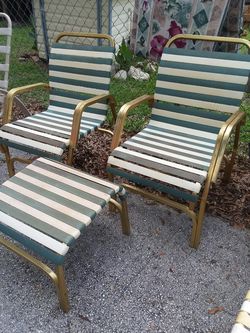 Lawn chairs set of 2 and foot stool