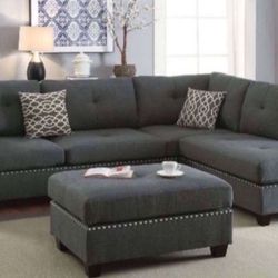 New Gray Or Black Sectional And Ottoman Sofa Couch 