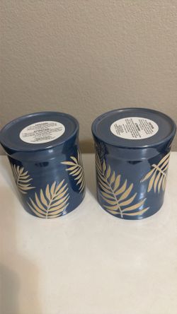 Bath & Body Works 3 Wick Candle Holders Set of 2 Palm Fronds Leaves