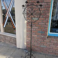 Vintage Tall Gothic Wrought Iron Candle holder 70" Tall 