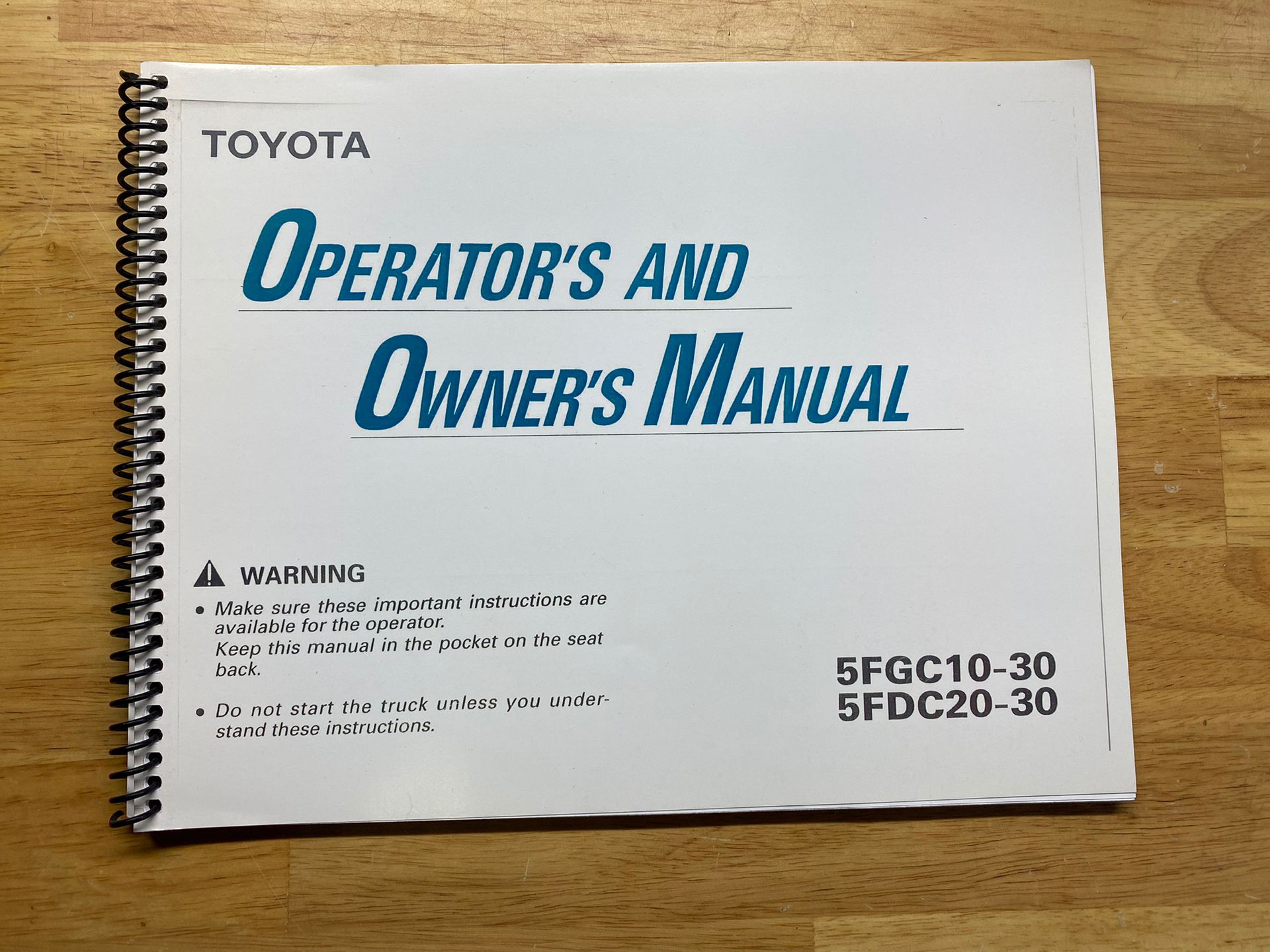 Toyota Forklift Operator’s & Owner’s Manual