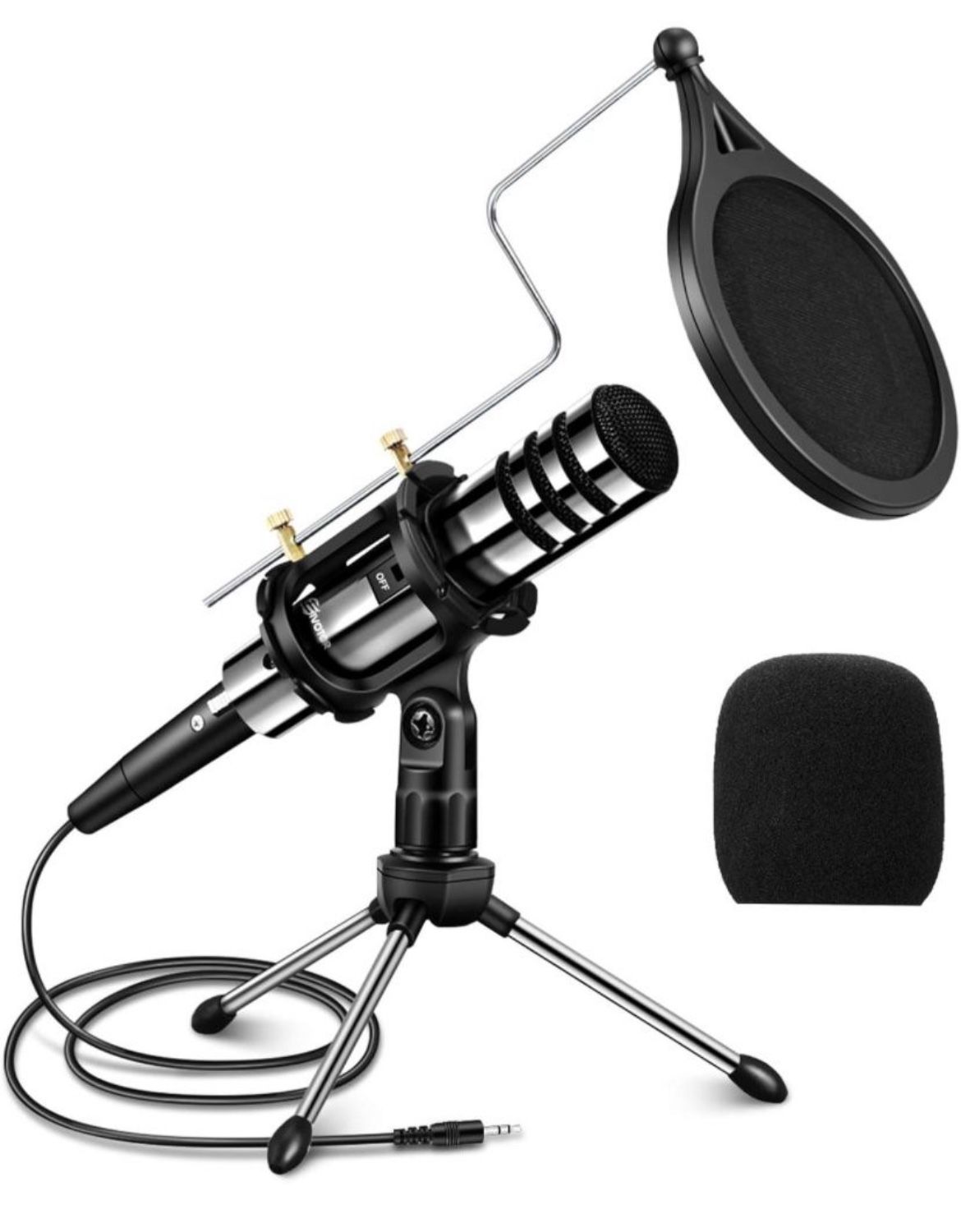EIVOTOR Recording Microphone, 3.5mm Condenser Microphone Plug and Play, PC Microphone with Filter Suitable for Podcasting, Voice Recording, Skype, You