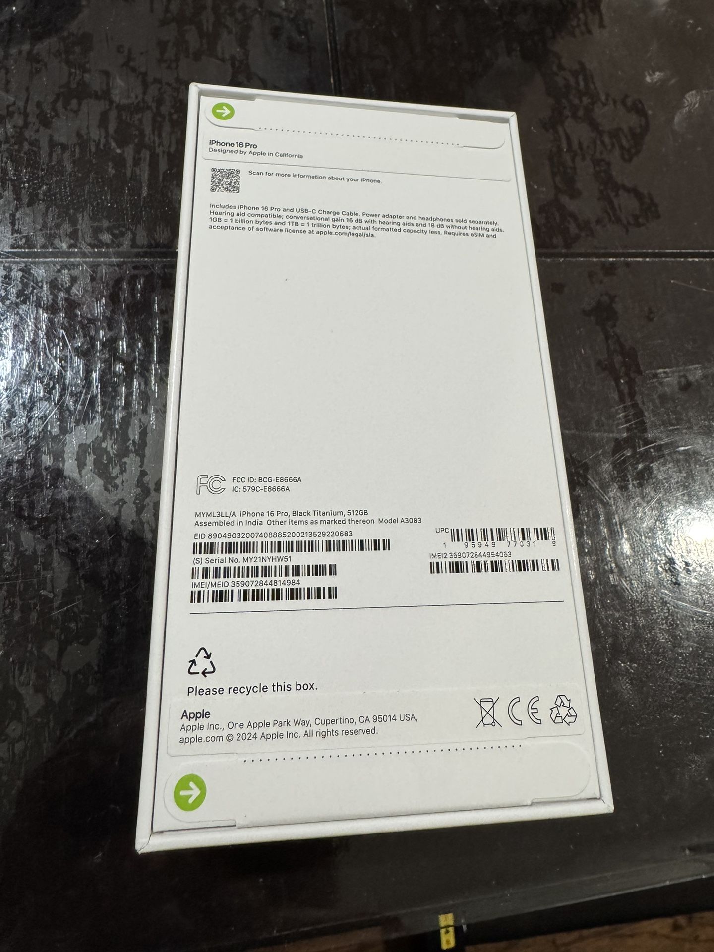 New Unopened Apple iPhone 16 Pro 512GB