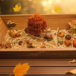 Handmade Fall Mini Figure Scenes