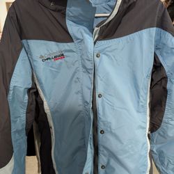 Columbia Challenge Series Jacket Womens Size Large Blue & Gray w/ Inner Fleece Y2K
