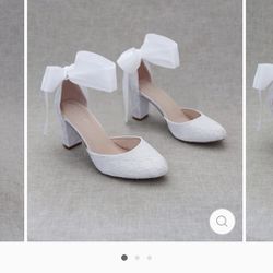 Kailee P. Lace Wedding Heels With Ribbon Ties