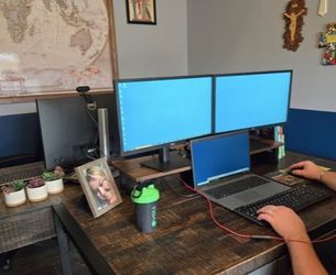 Stand Riser Dual Monitor Rustic Brown