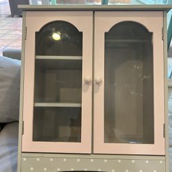 Pink/Grey Wooden Doll Closet 