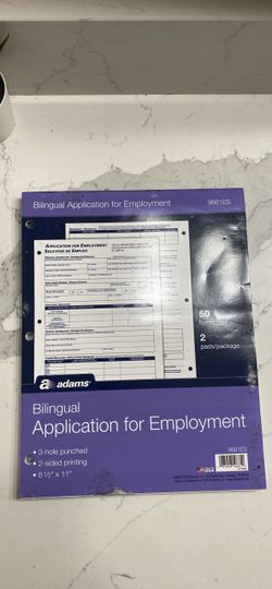 Adams Bilingual Employment Application Forms 2-Pack