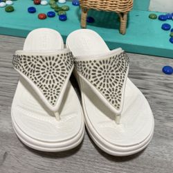 Crocs Monterey Diamante T-Strap Wedge Sandal size 6 