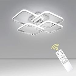 Dimmable Modern Led Ceiling Light, 4 Rings Square