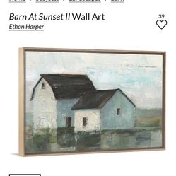 Framed Barn Canvas Painting