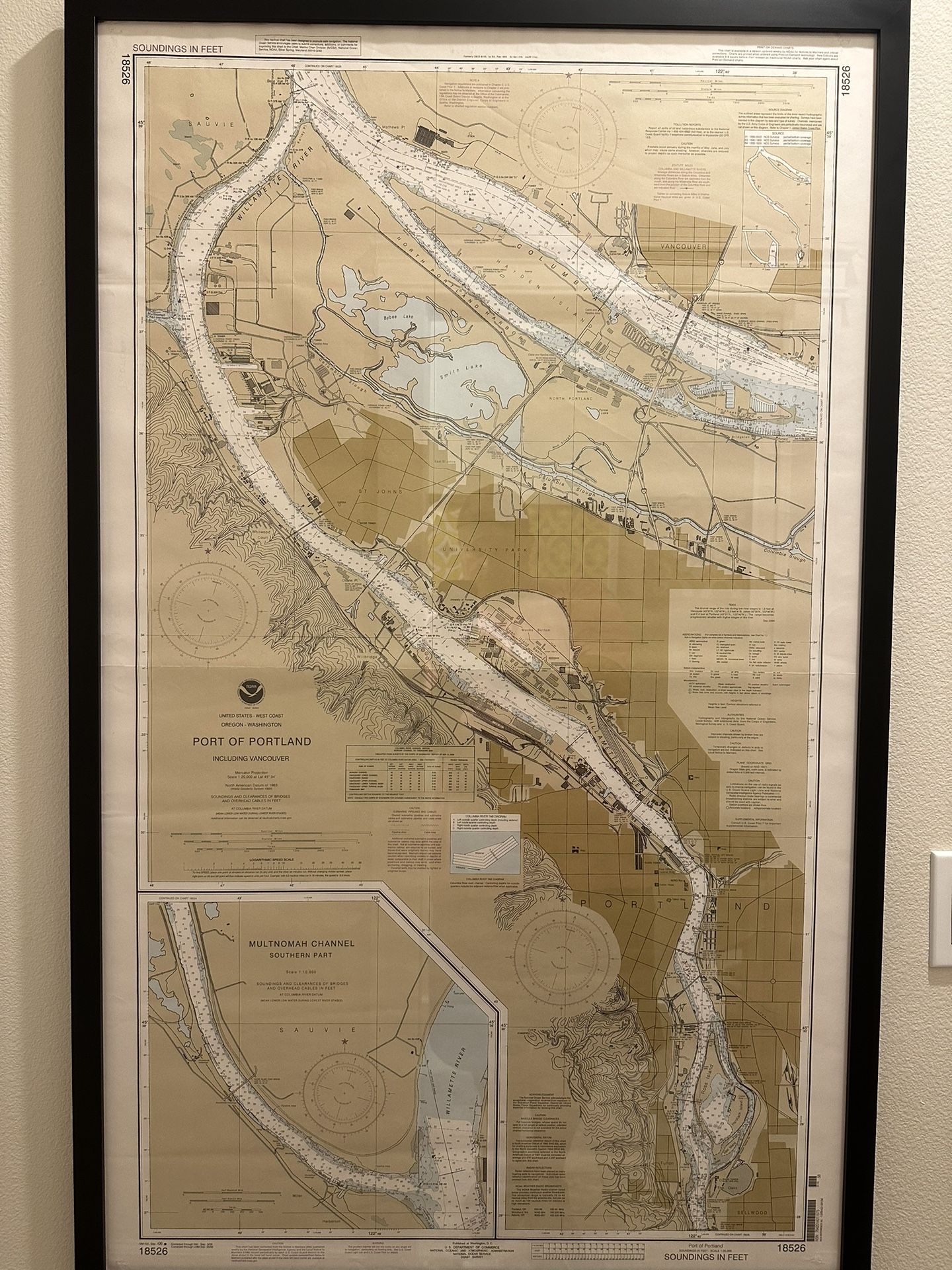 Sounding Chart. Downtown Portland And Vancouver