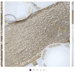 12"x 108" Champagne Premium Sequin Table Runners