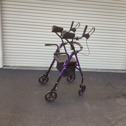 ELENKER All-Terrain Rollator Walker with 10” Rubber Wheels, Padded Seat & Backrest, Under-seat Basket for Seniors