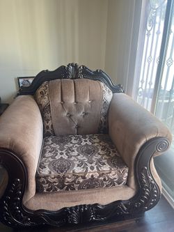 Brown Wooden One Seater Couch
