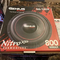 New 12” Genius Audio 800w Max Power Dual 4 Ohm Subwoofer  $110 Each 