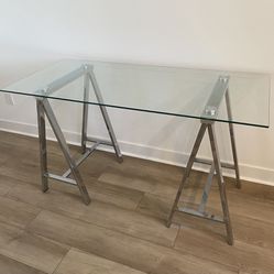 Glass Top Chrome Base Writing/Computer Desk