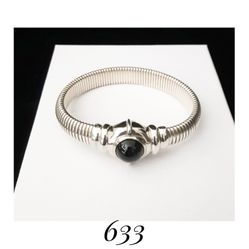 7.25-7.5" (Joseph Esposito), Espo Sig. Solid Sterling Silver Black Onyx Bracelet, signed