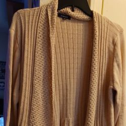 Ladies XL Warm Long Knitted Open Front Cardigan Sweater 