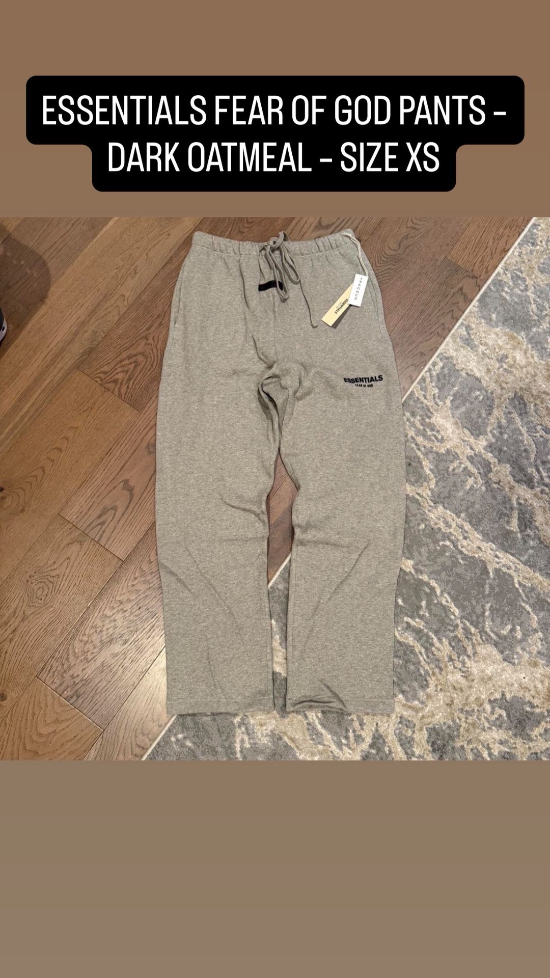 🔥 FEAR OF GOD ESSENTIALS DARK OATMEAL FLEECE PANTS – SIZE XS