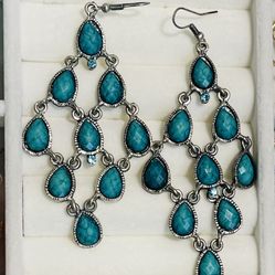 Chandelier (turq.  blue/silver)Earrings 