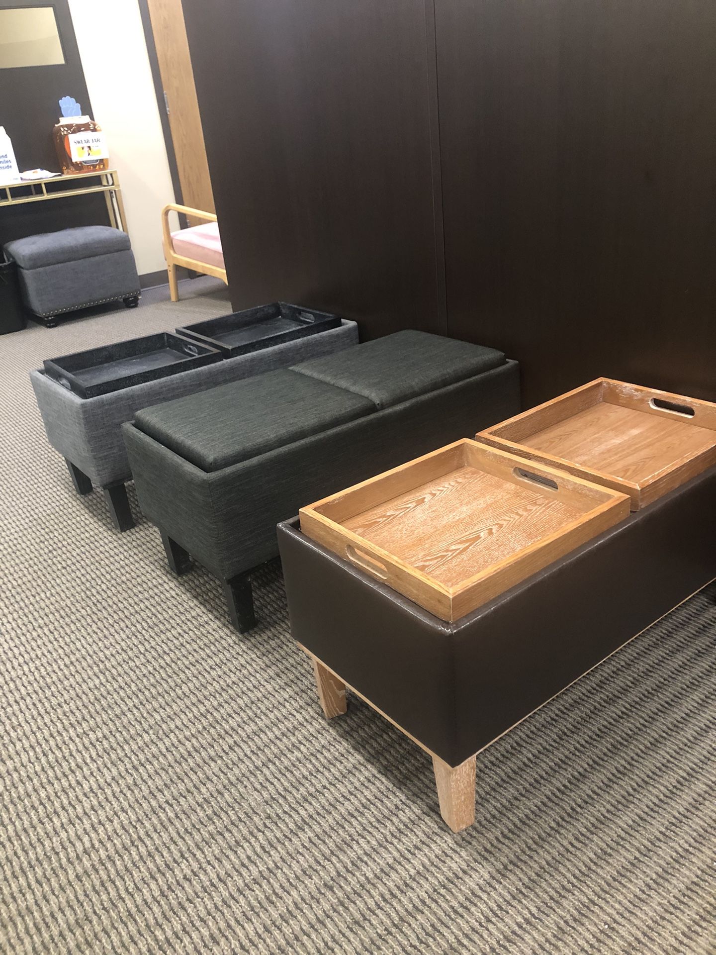 Ottoman Coffee Tables - BRAND NEW- Ottomans That Turn Into Coffee table Or Serving Trays  