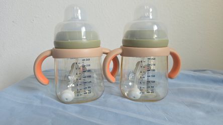 Wide-Neck Baby Bottles with Handles Set of 2