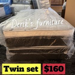 Twin Size Pillow Top Mattress With Box Spring Included 