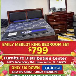 EMILY MERLOT KING BEDROOM SET ONLY $799! 