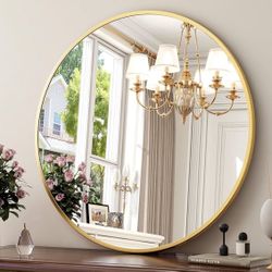 Round Gold Plated Mirror 24 Inches