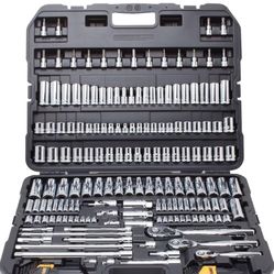 DEWALT 192 Pcs. Mechanics Tool Set, 1/2, 1/4, 3/8 Socket Set, SAE and Metric Socket Wrench Set, Hard Shell Tool Box (DWMT75049)