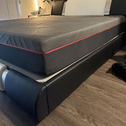 Upholstered Profile Sleigh Bed with Headboard