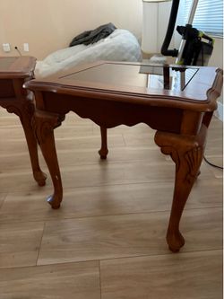 Wood and glass end tables